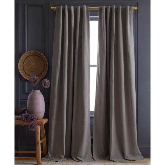Quince Cotton Slub Room Darkening Curtain 48X96 Grey New# C5 - Picture 1 of 5